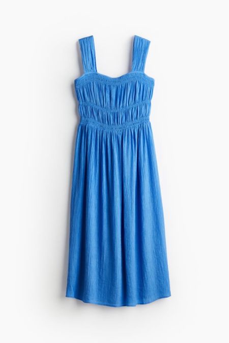 Blue smocked midi dress 

#LTKfindsunder50 #LTKSeasonal #LTKstyletip