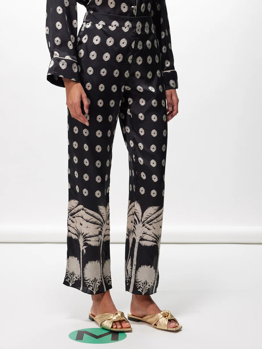 Santo Tomas Mini Palms-print silk-satin trousers | Juan De Dios | Matches (US)