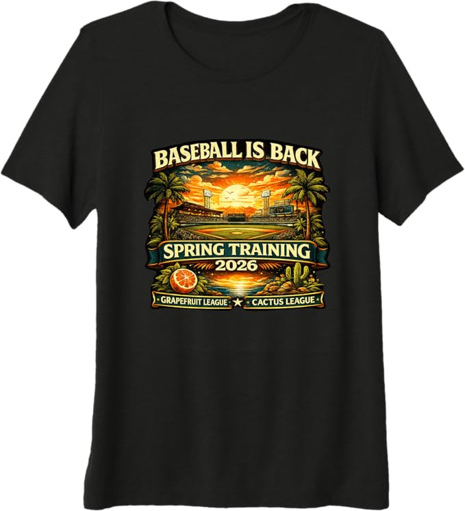 Spring Training Baseball is Back 2026 Retro Stadium Sunset Premium Tri-Blend T-Shirt | Amazon (US)
