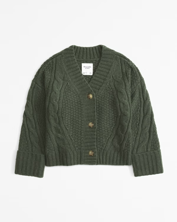 Seed-Stitch Cable Cardigan | Abercrombie & Fitch (US)