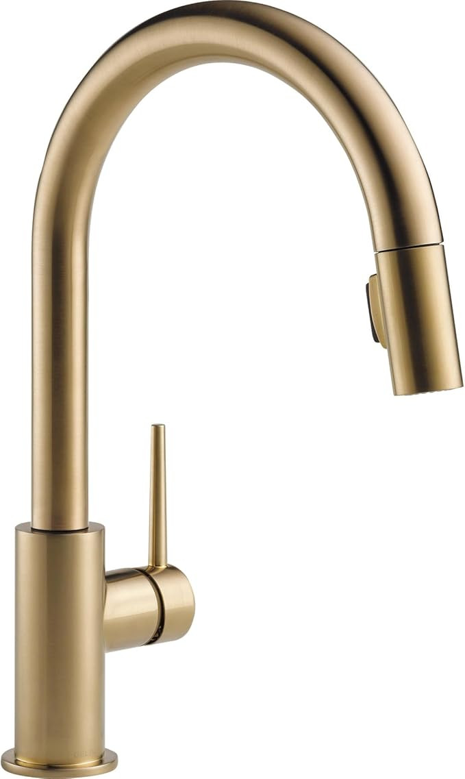 Delta Trinsic Brushed Gold Kitchen Faucet with Pull Down Sprayer, Modern Single Hole Kitchen Sink... | Amazon (US)
