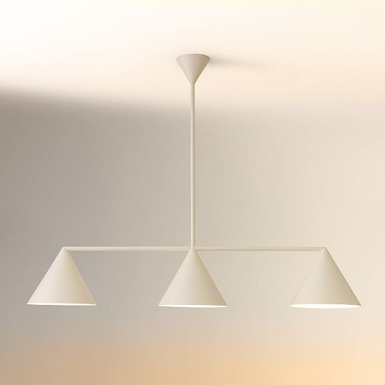 Warren 48"" Linear 3-Light Chandelier, Metal, Alabaster | West Elm (US)