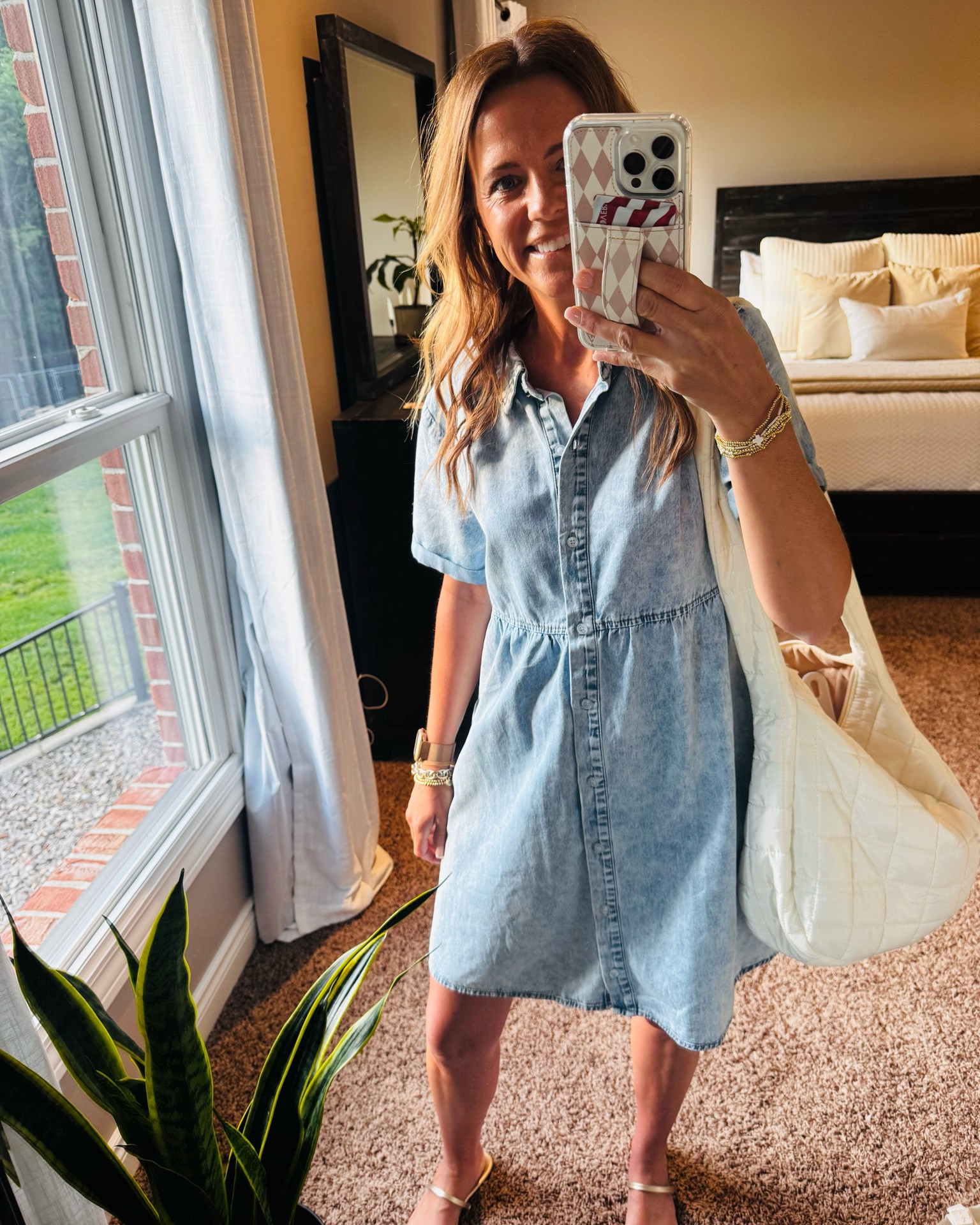 Denim dresses just have a way of making you feel effortlessly put together 💙

This little button-down Grapent dress is comfy, cute, and so easy to style for summer days. Paired it with simple gold Project Cloud sandals, layered jewelry, and my favorite oversized tote for an easy everyday look ☀️

#SummerStyle #DenimDress #CasualChic #OOTD #grapent #EverydayStyle #LTKStyle #projectcloud #SimpleStyle #SummerOutfit

#LTKootd #LTKU #LTKOver40