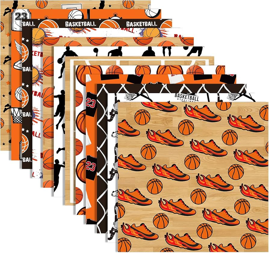24 Sheets Basketball Scrapbook Paper Pad 12" x 12" Basketball Pattern Paper Pad Double-Sided Bask... | Amazon (US)