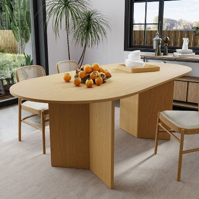 PexFix 67"x33.5" Soild Wood Dining Table Oval Kitchen Tables Natural | Target