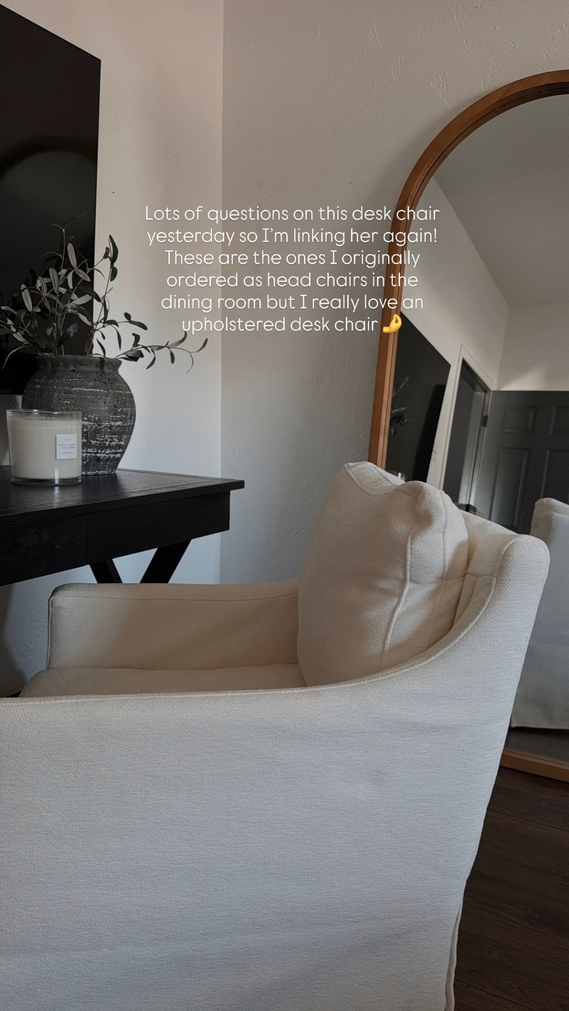 The perfect upholstered desk chair imo! I have the chenille fabric 🤎

#LTKHome