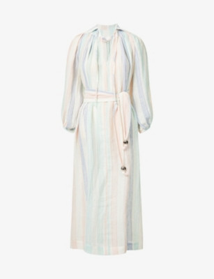 Poet striped linen-blend maxi dress | Selfridges