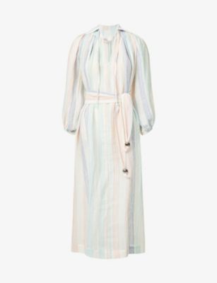 Poet striped linen-blend maxi dress | Selfridges