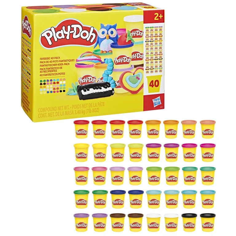 Play-Doh 40 Pack of 20 Fantastic Colors, 3 oz Cans, Stocking Stuffer, Arts & Crafts for Kids 2+ | Walmart (US)