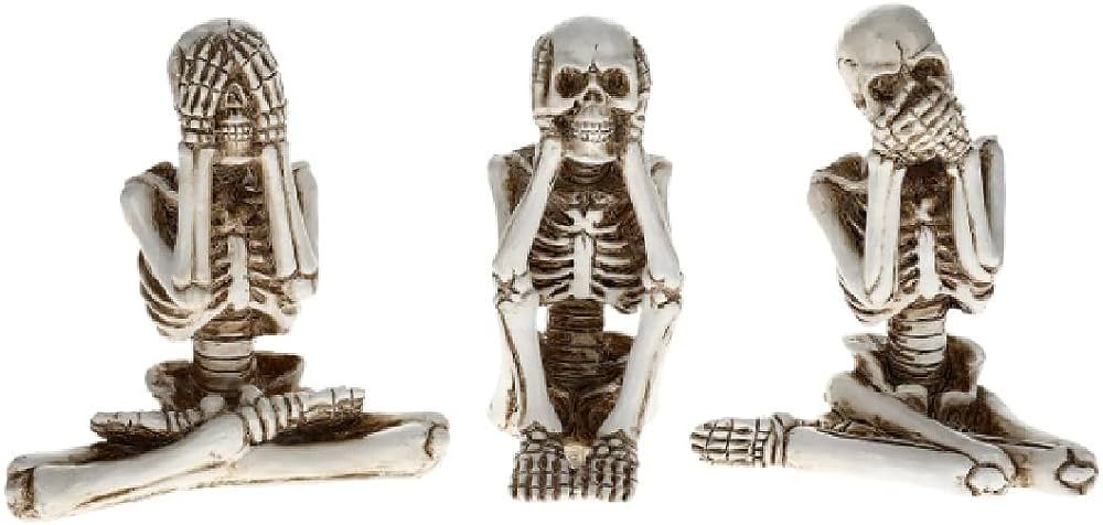See No Speak No Hear No Evil Skull Skeleton Shelf Sitters 4 Inch Set of 3 Spooky Halloween Decora... | Amazon (US)