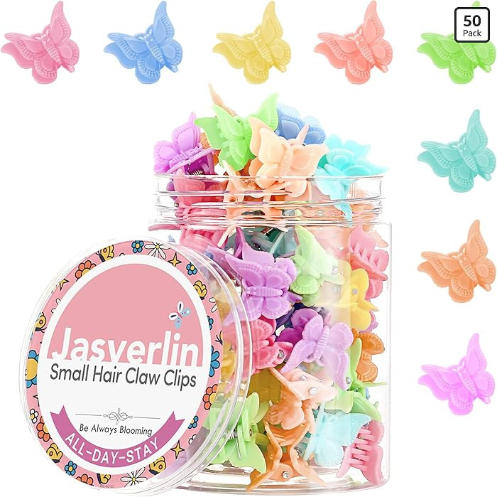 JASVERLIN 50 Pcs Mini Butterfly Hair Clips, 90s Cute Hair Accessories for Girls Kids, Tiny Small ... | Amazon (US)