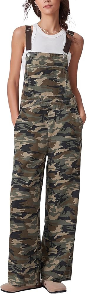 Kedera Women's Oversized Denim Jumpsuit Wide Leg Leopard Overalls Buckle Up Loose Fit Baggy Camo ... | Amazon (US)
