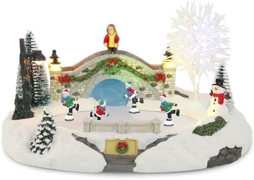 Animated Christmas Village Skating Scene, Collection Building Figurines Lights Ice Skating Rink C... | Amazon (US)
