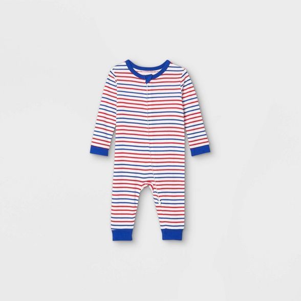 Baby Americana Striped Matching Family Pajamas Union Suit - White | Target