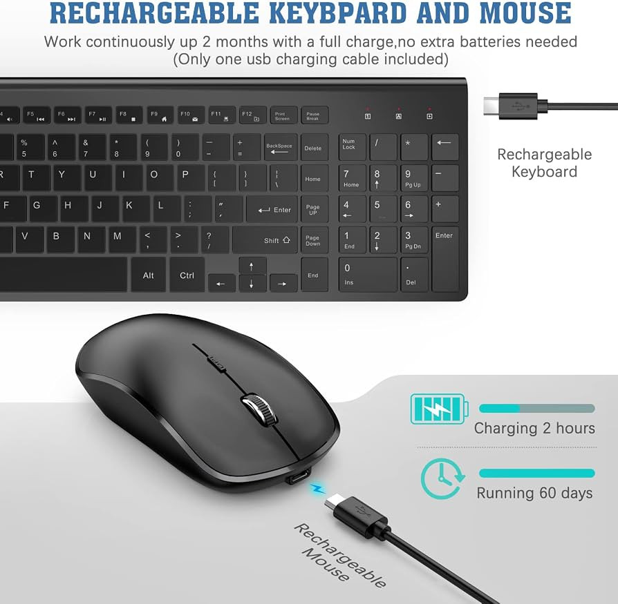 Rechargeable Wireless Keyboard and Mouse Combo- J JOYACCESS 2.4G Compact Quiet Slim Wireless Keyb... | Amazon (US)