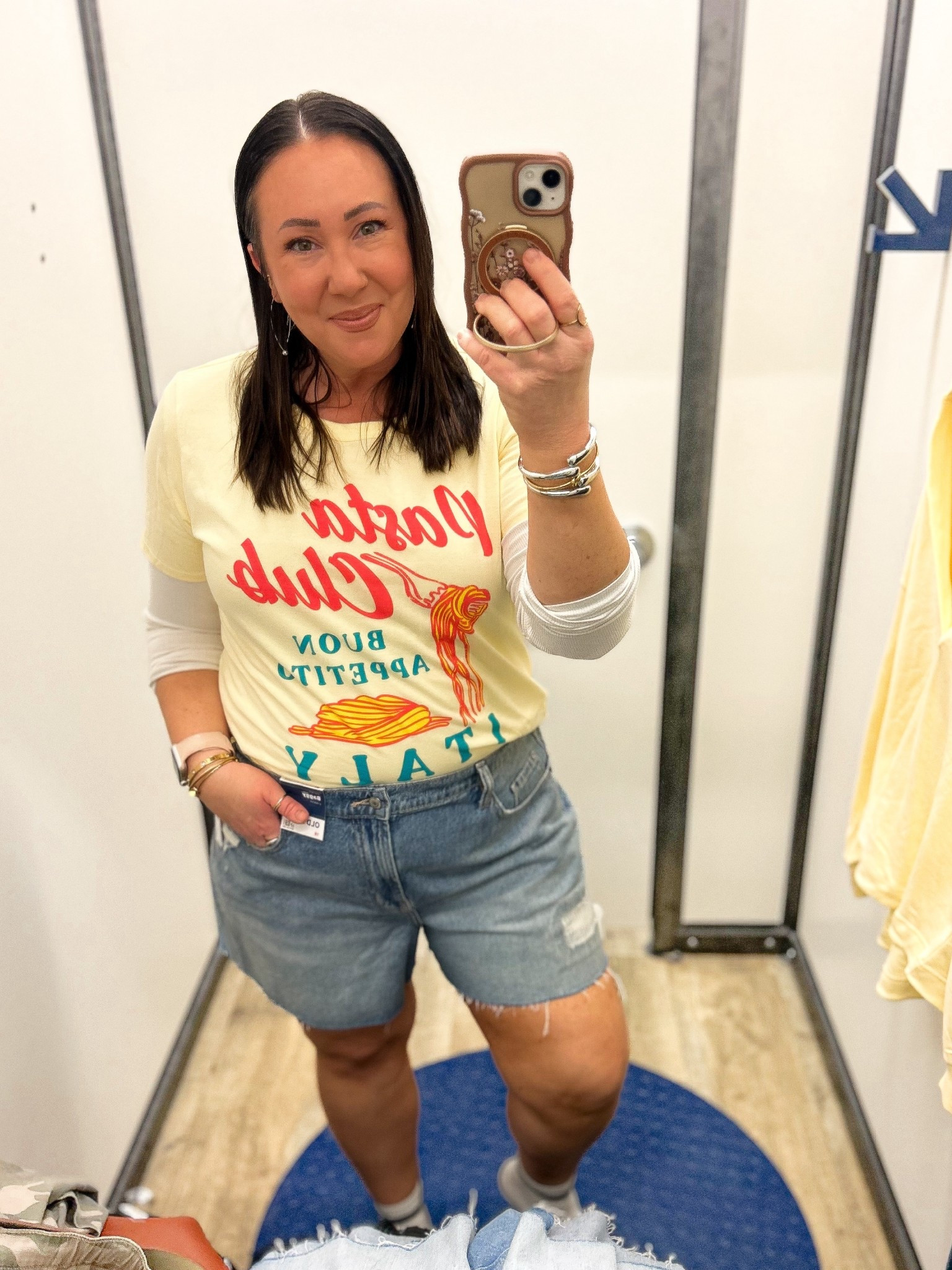 Old Navy denim shorts try-on! Love these.  Size 18 for a looser fit!
XXL Walmart graphic tee. XL ribbed top  

#LTKMidsize #LTKPlusSize #LTKSeasonal