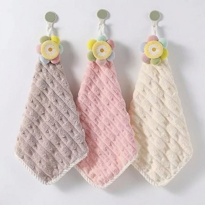 Alilang 3 Pack Coral Fleece Hanging Hand Towels Absorbent Kitchen Bathroom Quick Dry Cleaning Tow... | Target