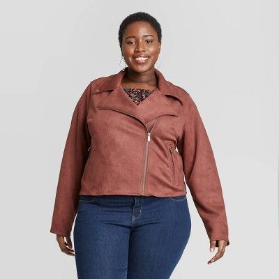 Women's Plus Size Suede Moto Jacket - Ava & Viv™ | Target