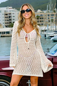Sandy Shore Beige Cover-Up Mini Dress | Cupshe US