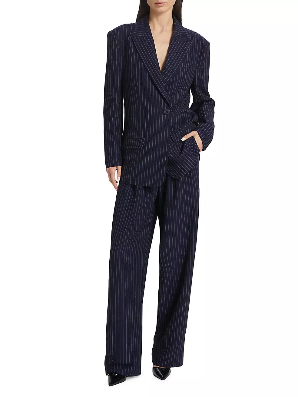 Margeaux Pinstripe Baggy Belted Pants | Saks Fifth Avenue