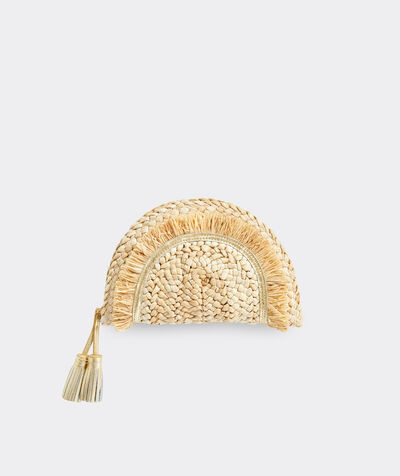 Leather Trim Straw Clutch | vineyard vines