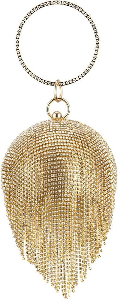 Gripit Women's Evening Round Ball Tassels Bag Diamond Clutch Purse Glitter Party Wedding Handbag ... | Amazon (US)