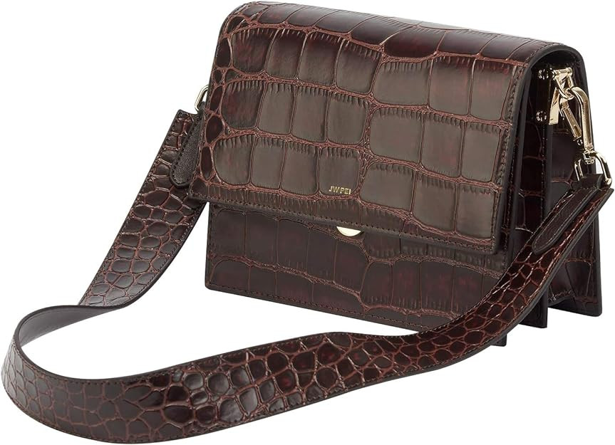 JW PEI Crocodile Crossbody Shoulder Bag Flap Vegan Leather Small Square Purse for Women | Amazon (US)
