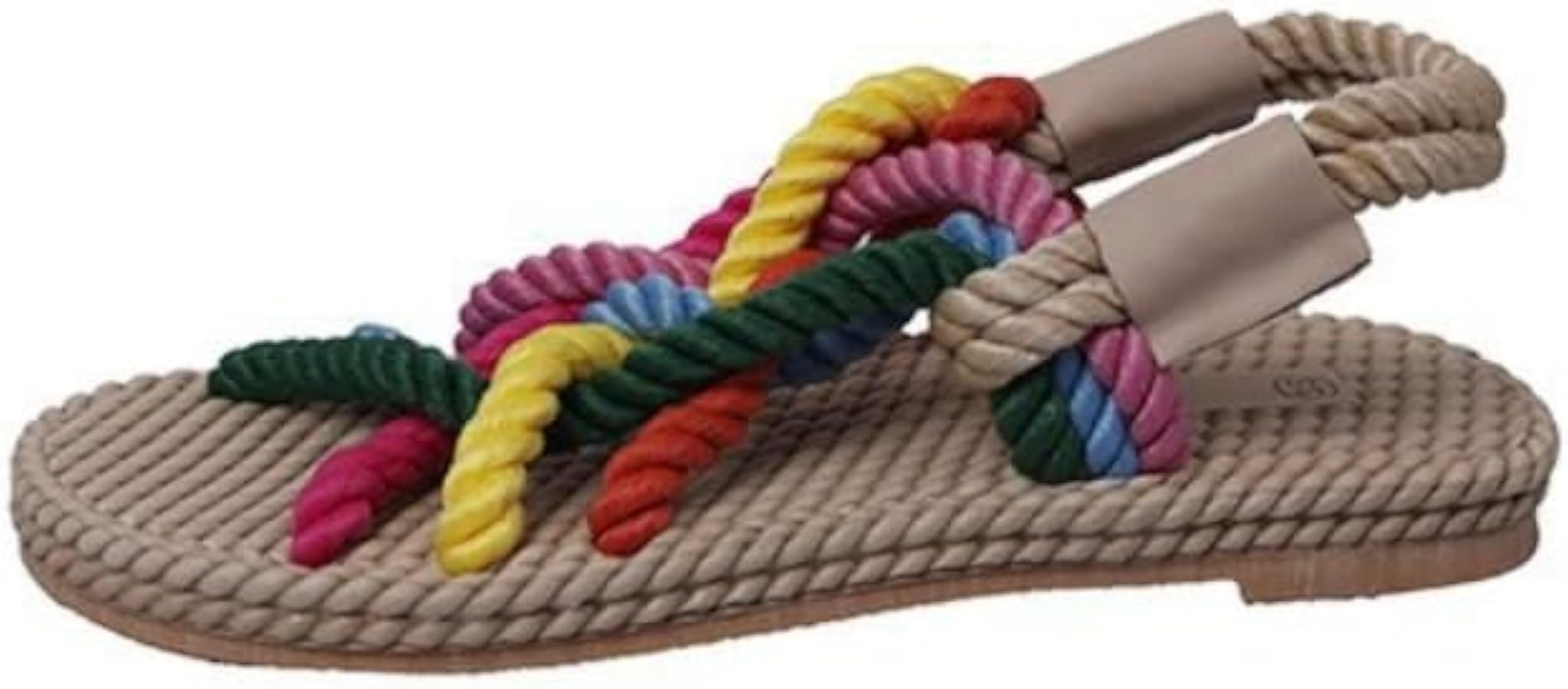 Rattan Rope Sandals for Women Strappy Jesus Sandals Straw Woven Espadrilles Slip On Beach Slides ... | Amazon (US)