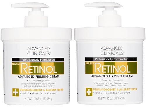 Advanced Clinicals Retinol Body Lotion & Face Moisturizer | Visible Anti Aging Skin Care Retinol Body Cream For Women & Men Targets Look Of Fine Lines, Wrinkles & Crepe Looking Dry Skin, 16OZ, 2-Pack | Amazon (US)