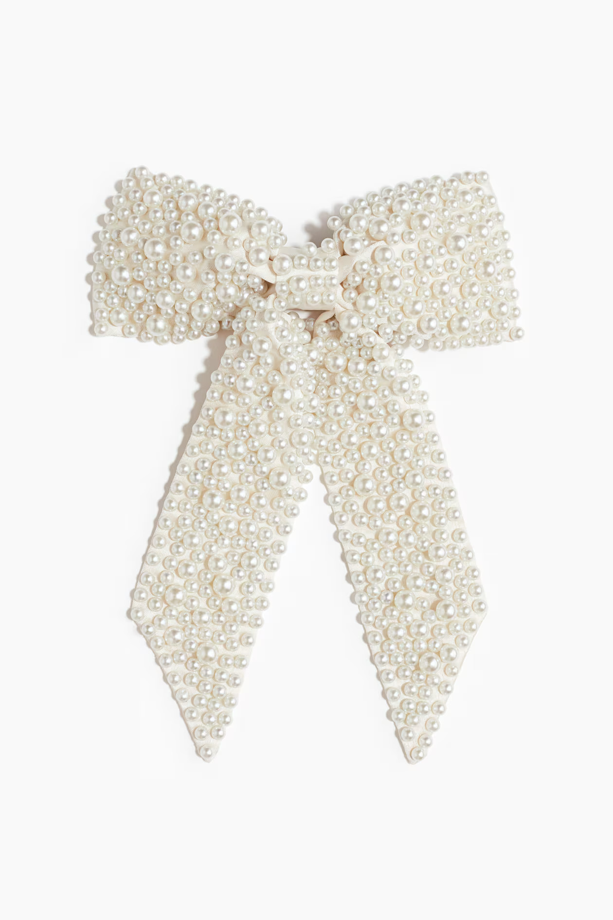 Embellished Satin Bow Hair Clip - White - Ladies | H&M US | H&M (US + CA)