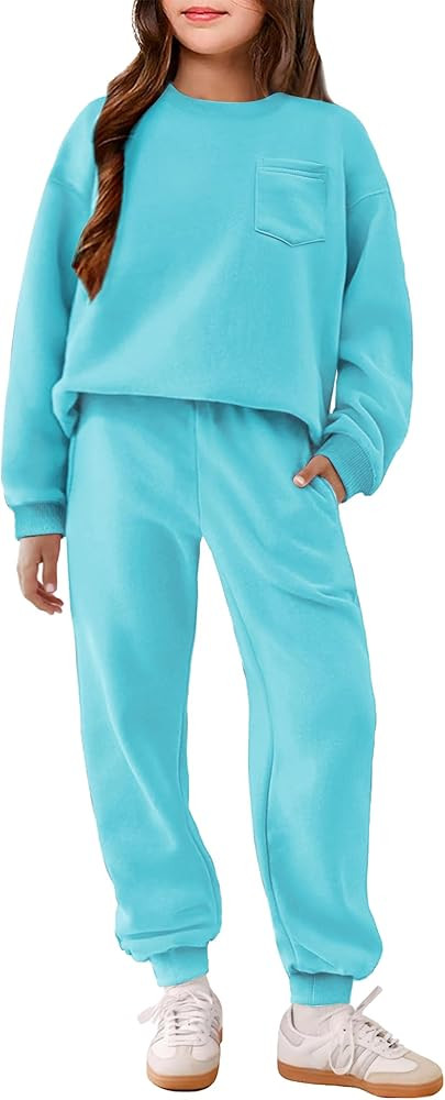 Arshiner Girls Clothes 2 Piece Fashion Fall Outfits Oversize Pullover Sweatshirt and Sweatpant Sw... | Amazon (US)