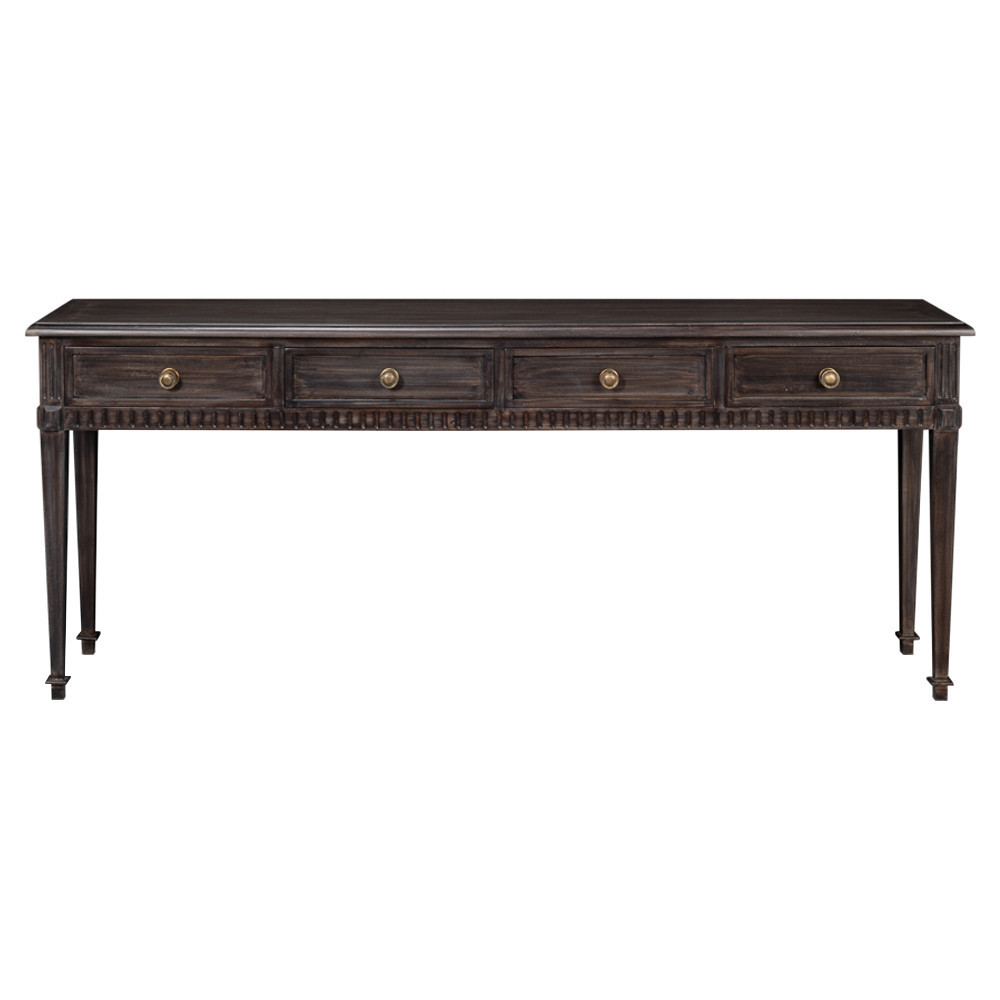 Olga Updated Traditional Brown Acacia Wood Console Table | Kathy Kuo Home