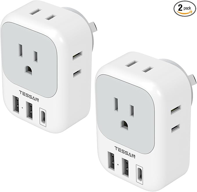 TESSAN Australia Plug Adapter, New Zealand Power Adapter with 4 Outlets 3 USB Charging Ports (1 U... | Amazon (US)