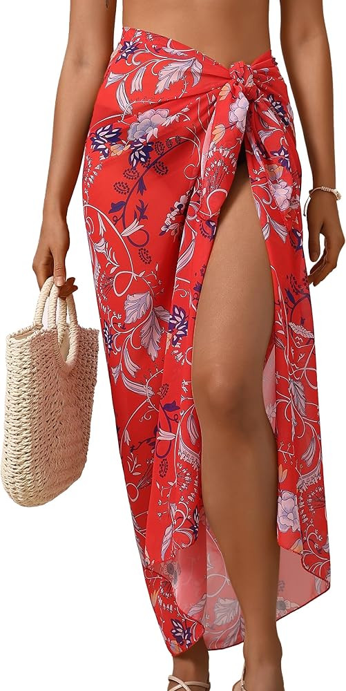 Eicolorte Womens Beach Cover Up Chiffon Sheer Bikini Beach Swimsuit Coverup Sarong Pareo Wraps fo... | Amazon (US)