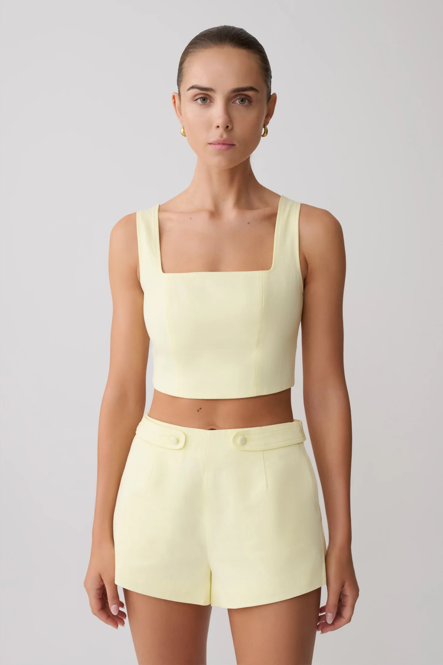 Josephine Crop Top With Open Back - Lemon | MESHKI US