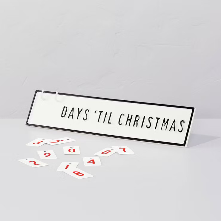 4"x18" Christmas Countdown Tabletop Calendar Cream/Black/Red - Hearth & Hand™ w... | Target