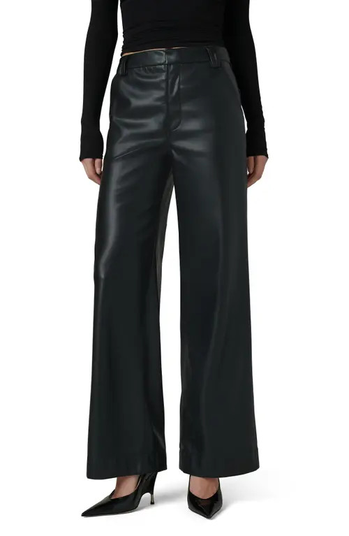 Joe's The Mia High Waist Faux Leather Wide Leg Jeans in Black at Nordstrom, Size 29 | Nordstrom
