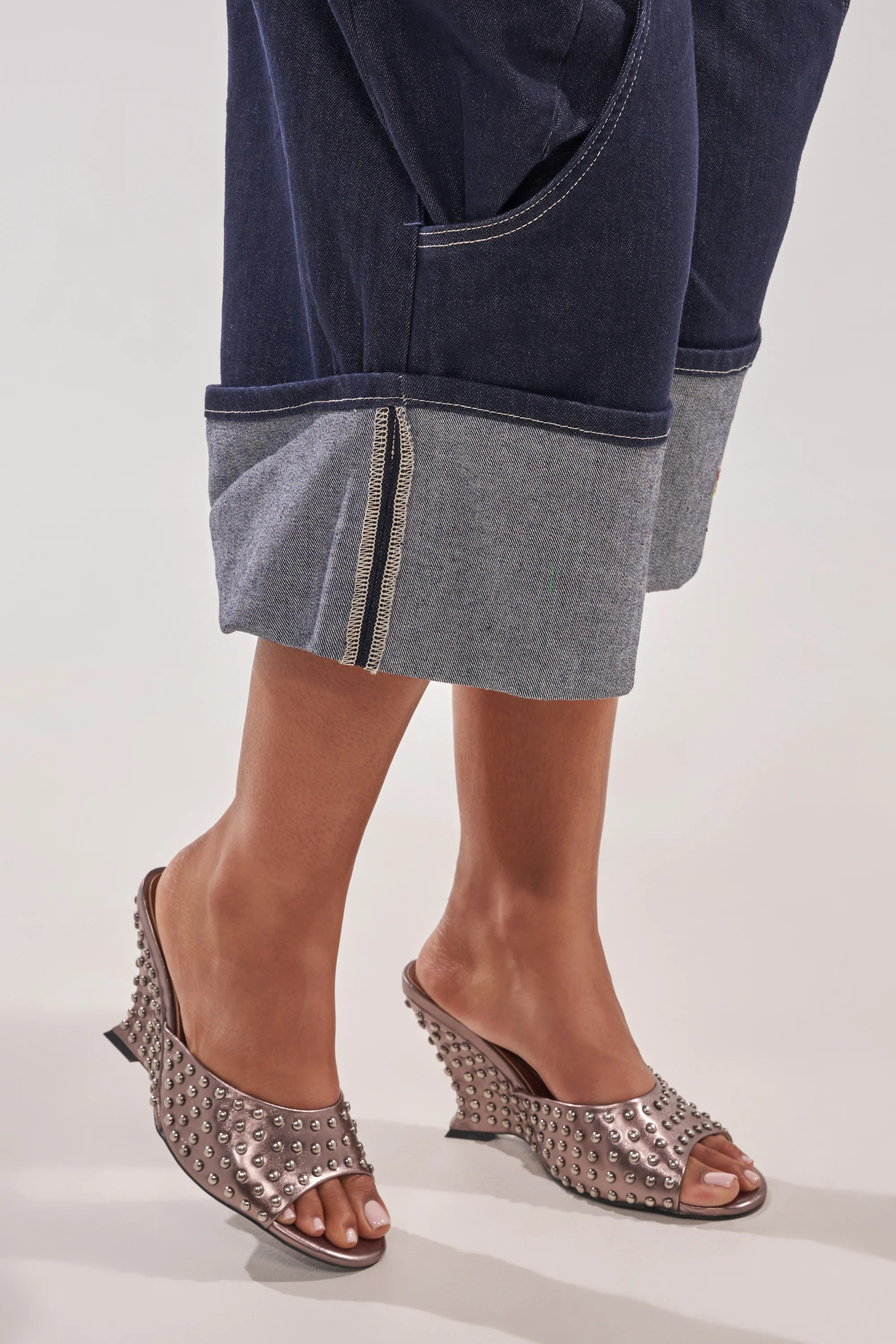 AZALEA WANG FABRON PEWTER EMBELLISHED WEDGE SANDAL | AKIRA