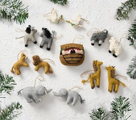 Felted Noah's Ark Ornaments, Set of 13 | Pottery Barn Kids