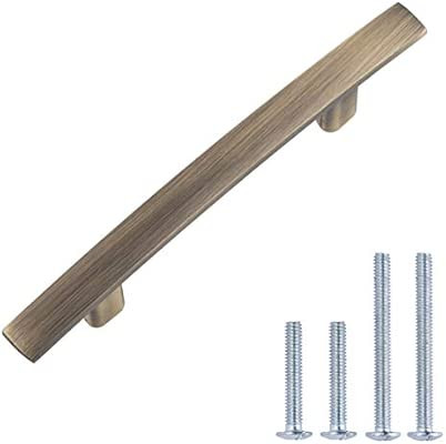 AmazonBasics AB1700-AB-10 Modern Curved Cabinet Pull, 5.25" Length (3" Hole Center), Antique Bras... | Amazon (US)
