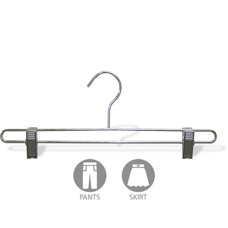 Polished Chrome Metal Bottoms Hanger with Clips (Box of 25) | Overstock