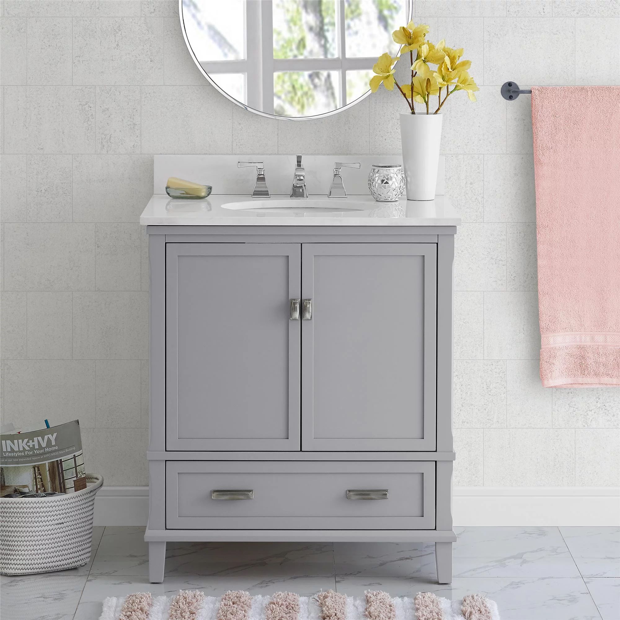 Dorel Living Otum 30 Inch Bathroom Vanity with Sink, Gray Wood - Walmart.com | Walmart (US)