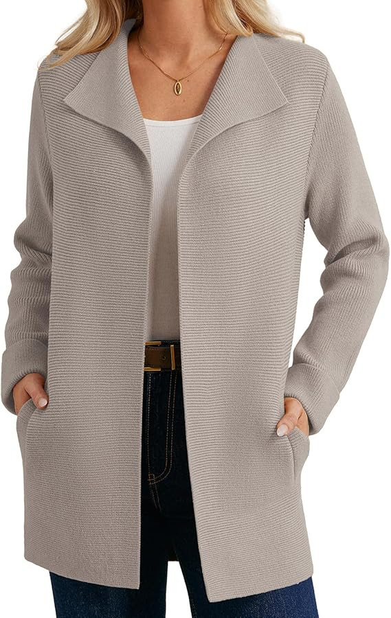 GRACE KARIN Women Long Cardigan Sweaters, Fall Chunky Sweater Jacket, Ribbed Knit Lapel Coatigan ... | Amazon (US)