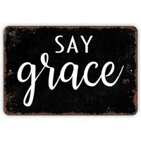 Say Grace Sign - Pray Give Thanks Prayer Metal Modern Wall Art | Etsy (US)