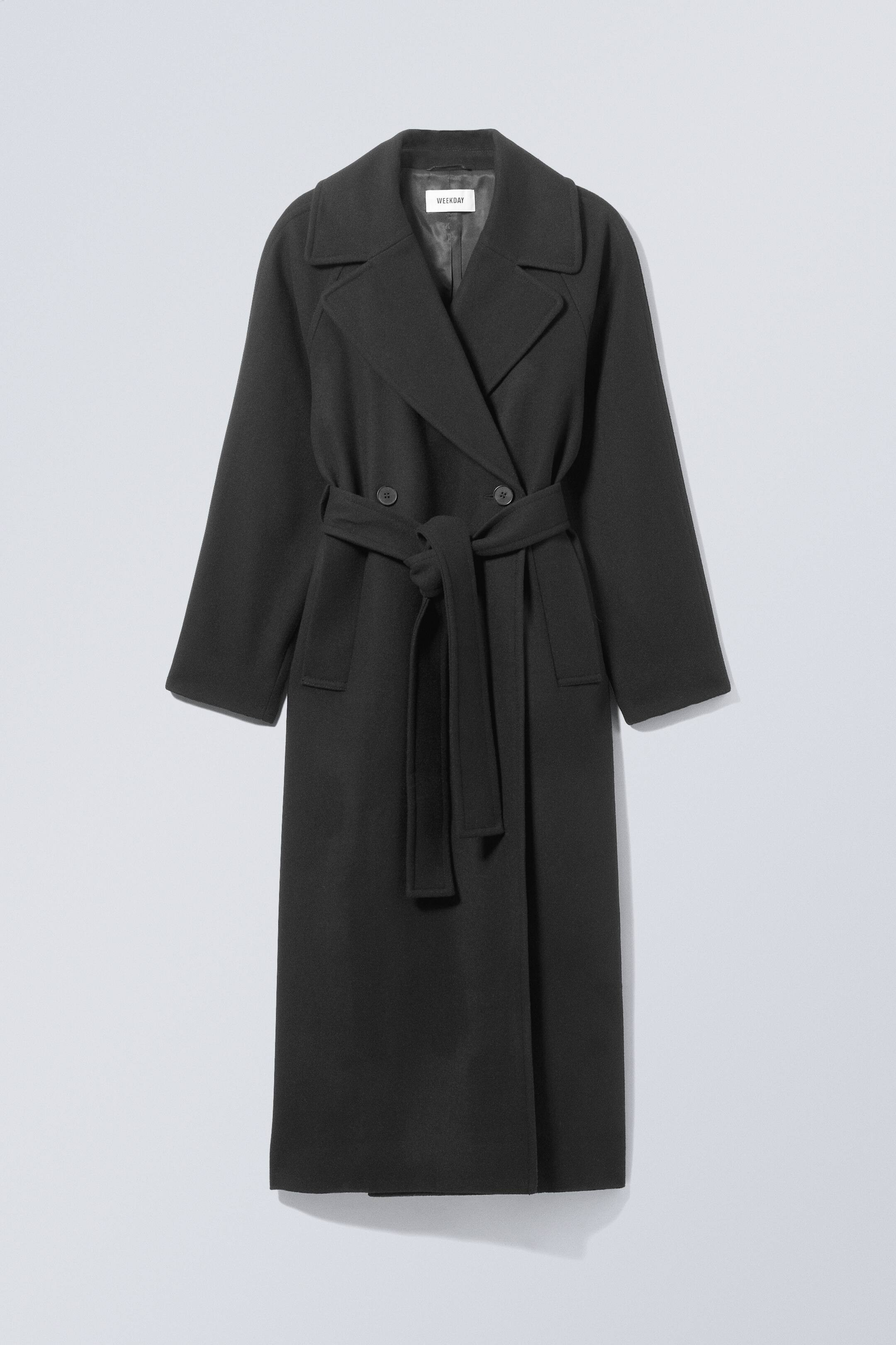 Kia Oversized Wool Blend Coat - Long sleeve - Long - Black - Ladies | H&M GB | H&M (UK, MY, IN, SG, PH, TW, HK)
