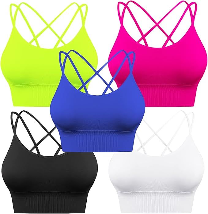 Sykooria 3 Pack Strappy Sports Bra for Women Sexy Crisscross for Yoga Running Athletic Gym Workou... | Amazon (US)