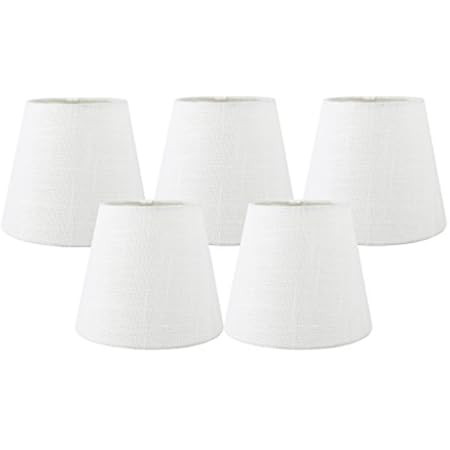 Small Lamp Shade Set of 6 Chandelier Shades 3" X 6" X 5" White Linen Clip-On Lampshade | Amazon (US)