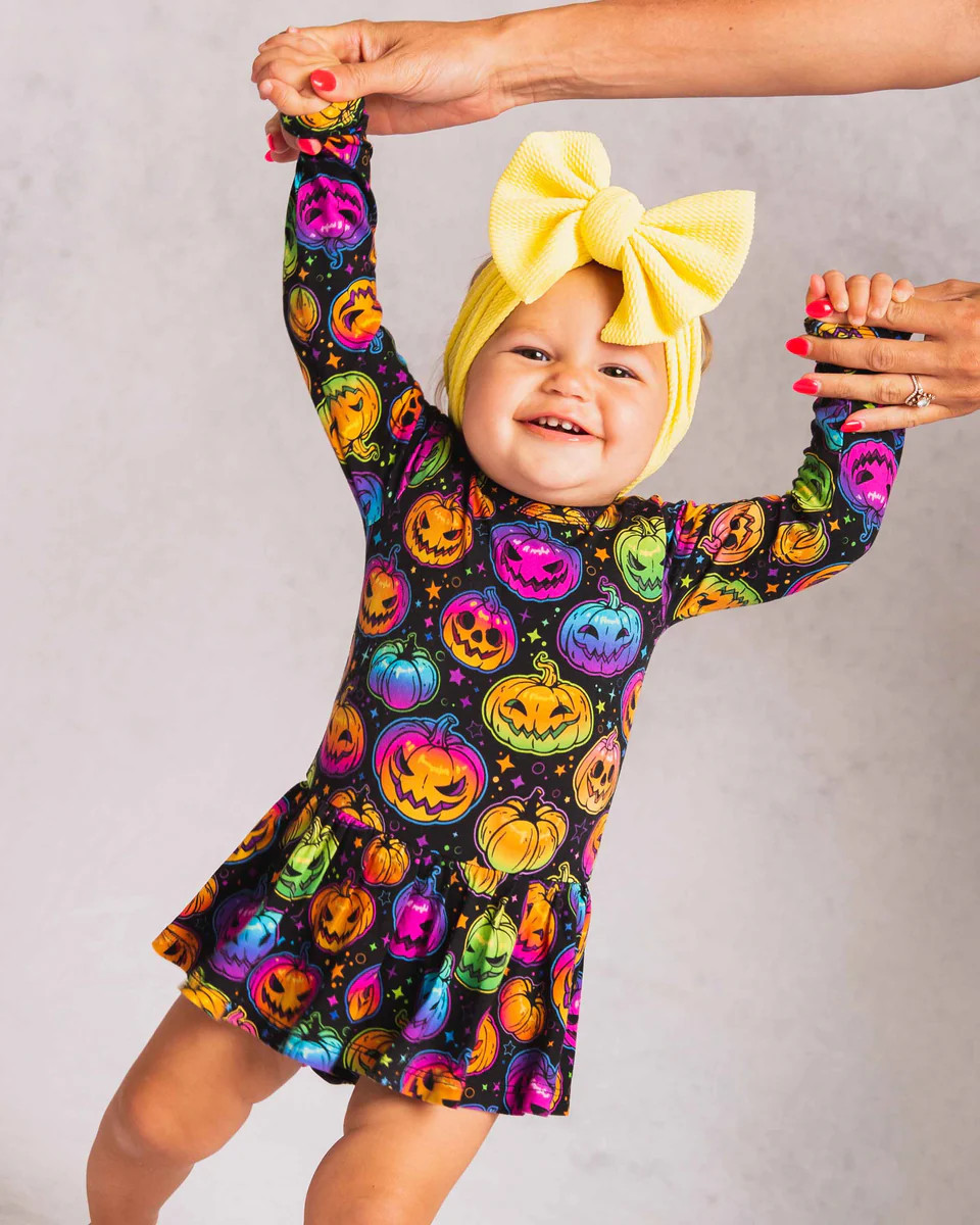 Glow Hard or Glow Home Long Sleeve Ruffle Dress | Bums & Roses