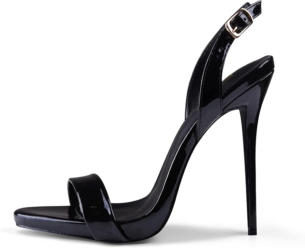 GENSHUO Women's Sexy High Stiletto Heels Sandals 12cm/4.72 inch Slingback Open Toe with Back Strap E | Amazon (US)