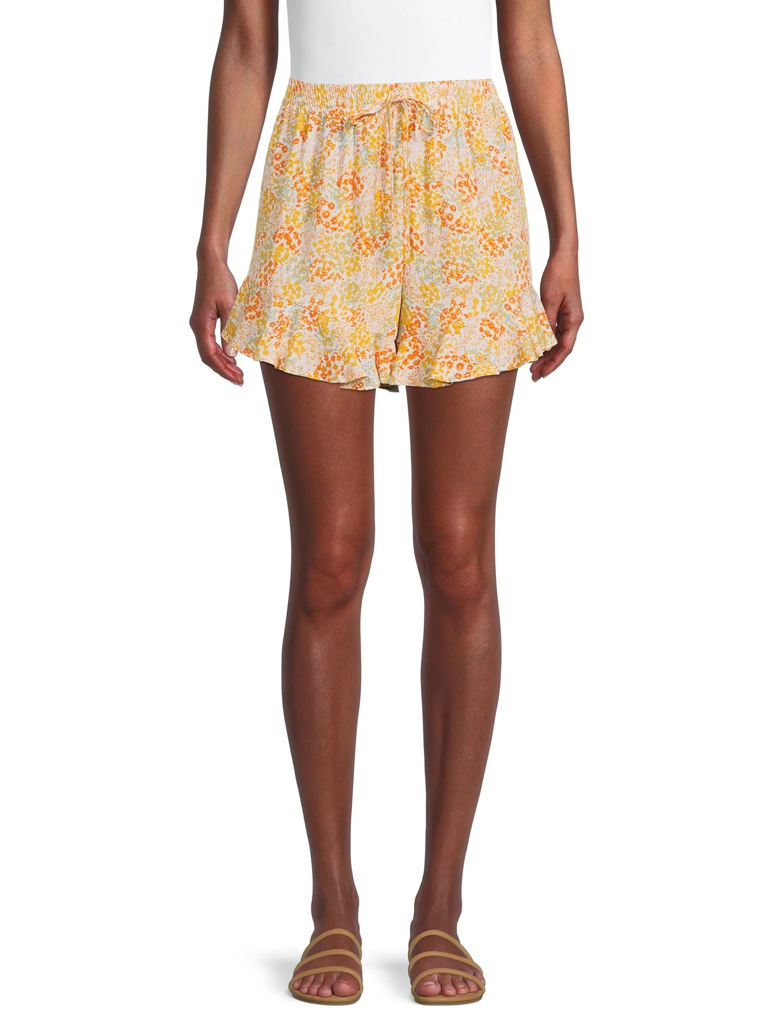 Sunset & Sixth Juniors’ Breezy Ruffle Hem Shorts - Walmart.com | Walmart (US)